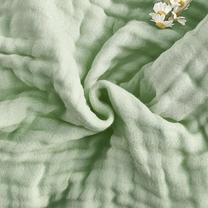 SANACYNA Muslin Blankets for Adults 100% Cotton 6-Layer Gauze Green Grid Bed Blanket Lightweight Soft and Breathable King Blanket for Sofa Bed Coverlet Both Sides (Mint Green, King 90" X 104")