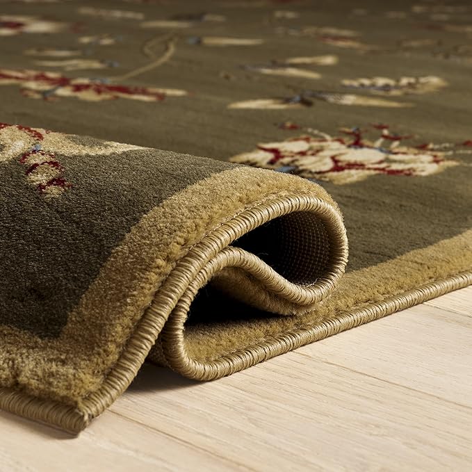 SAFAVIEH Lyndhurst Collection Area Rug - 8'9" x 12', Green & Multi, Traditional Floral Design, Non-Shedding & Easy Care, Ideal for High Traffic Areas in Living Room, Bedroom (LNH552-5291)