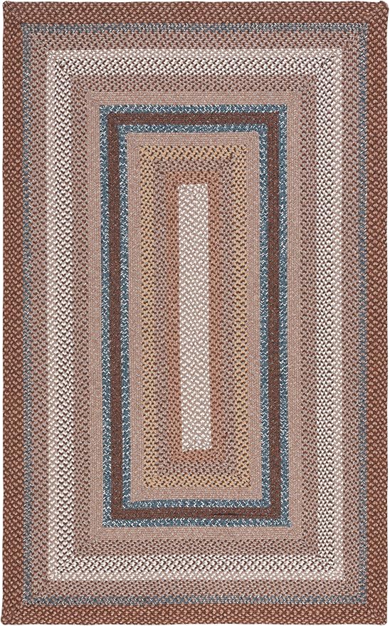 SAFAVIEH Washable Rug Outdoor Braided Collection - 5' x 8', Brown & Multi, Handmade & Reversible, Non-Shedding & Easy to Clean, Ideal for Patio, Backyard, Mudroom (BRD313A)