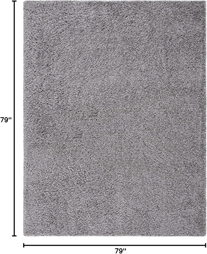 SAFAVIEH Lindsay Shag Collection Square Rug - 6'7" Square, Dark Grey, Contemporary Design, Ideal for High Traffic Areas in Bedroom, Dining Room & Kitchen (LNS560G-7SQ)