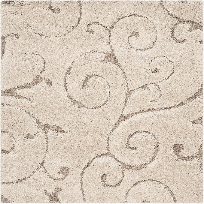 SAFAVIEH Florida Shag Collection Accent Rug - 3'3" x 5'3", Grey, Scroll Design, Non-Shedding & Easy Care, High-Low Plush Pile, Ideal for Living Room, Bedroom, Dining Space (SG455-8013)