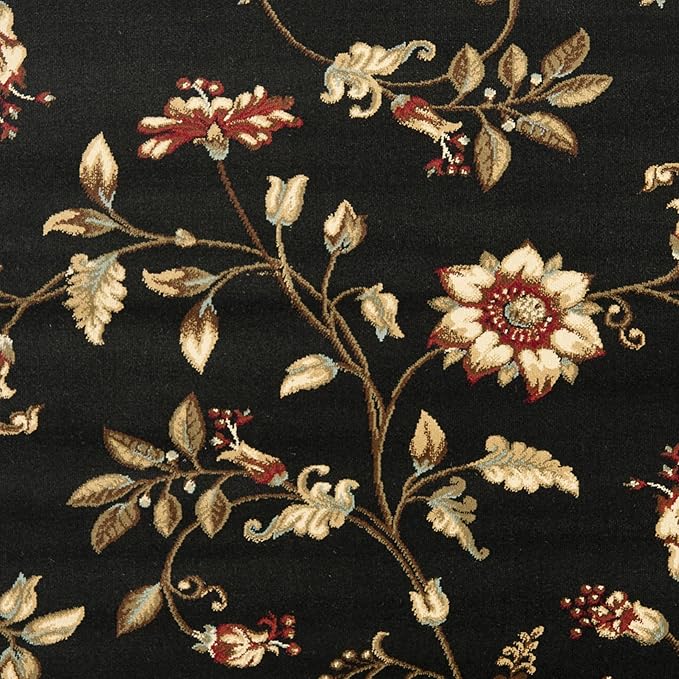 SAFAVIEH Lyndhurst Collection Accent Rug - 3'3" x 5'3", Black & Multi, Traditional Floral Design, Non-Shedding & Easy Care, Ideal for High Traffic Areas in Entryway, Living Room, Bedroom (LNH552-9091)