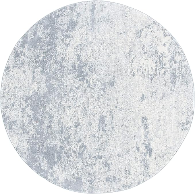 SAFAVIEH Brentwood Collection Area Rug - 12' Round, Grey & Ivory, Modern Abstract Design, Non-Shedding & Easy Care, Ideal for High Traffic Areas in Living Room, Bedroom (BNT822H)