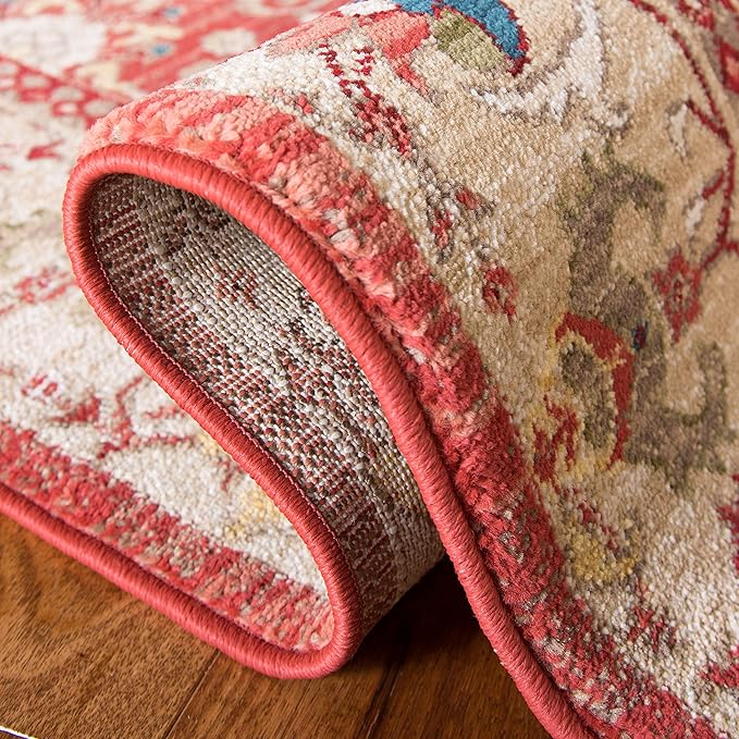 SAFAVIEH Kashan Collection Accent Rug - 3'3" x 4'1, Red & Beige, Traditional Oriental Design, Non-Shedding & Easy Care, Ideal for High Traffic Areas in Entryway, Living Room, Bedroom (KSN303L)