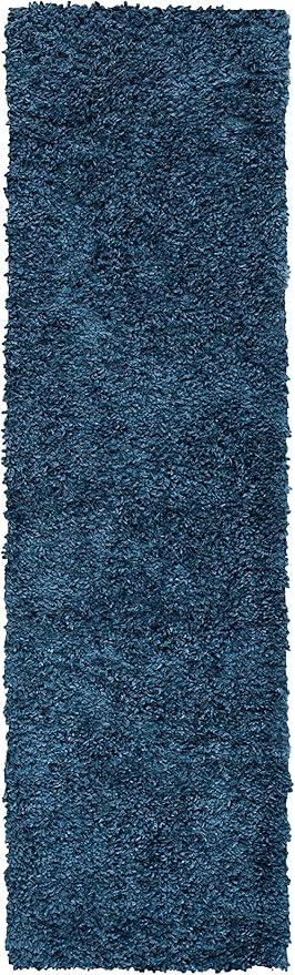 SAFAVIEH August Shag Collection Runner Rug - 2' x 7', Navy, Solid Design, Non-Shedding & Easy Care, 1.5-inch Thick Ideal for High Traffic Areas in Living Room, Bedroom (AUG200M)