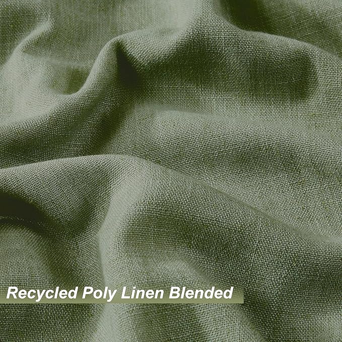 Vision Home Dark Green Pinch Pleated Full Blackout Curtains Linen Blended Room Darkening Curtain Panels 84 inch for Living Room Bedroom Thermal Insulated Pinch Pleat Drapes with Hooks 40" Wx84 Lx2