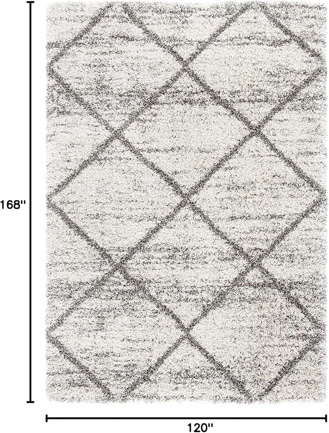 SAFAVIEH Hudson Shag Collection Area Rug - 10' x 14', Grey & Beige, Modern Trellis Design, Non-Shedding & Easy Care, 2-inch Thick Ideal for High Traffic Areas in Living Room, Bedroom (SGH281J)