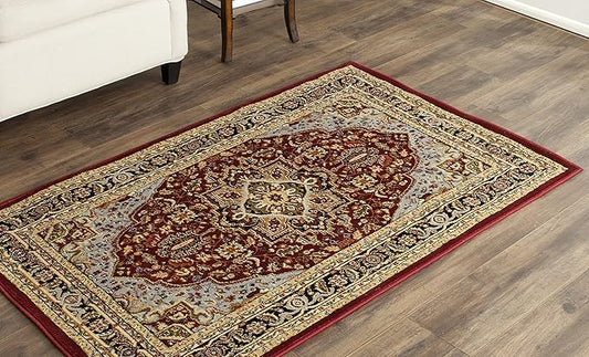 SAFAVIEH Lyndhurst Collection Accent Rug - 3'3" x 5'3", Red & Black, Traditional Oriental Design, Non-Shedding & Easy Care, Ideal for High Traffic Areas in Entryway, Living Room, Bedroom (LNH330B)