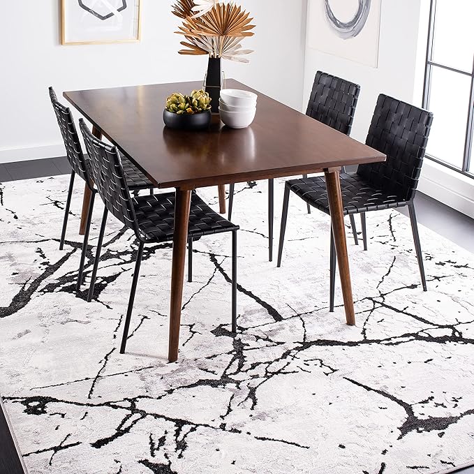 SAFAVIEH Area Rug 8x10 - Amelia Collection - Large - Grey & Black, Modern Design, Non-Shedding & Easy Cleaning, Ideal for Living Room, Bedroom, Office, Dining Space (ALA293K)