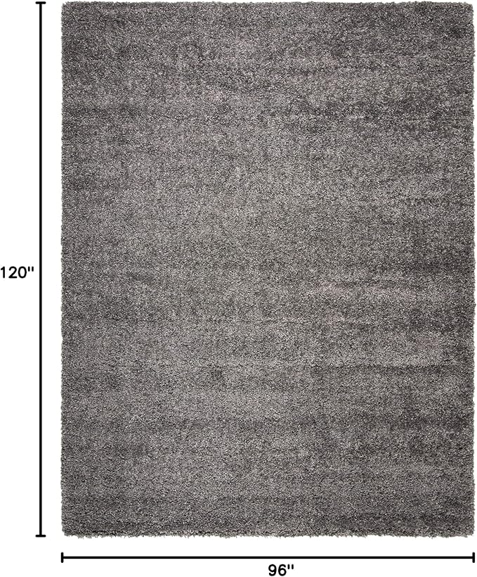SAFAVIEH Area Rug 8x10 - Fontana Shag Collection - Large - Silver, Solid Pattern, Non-Shedding & Easy Cleaning, Ultra Plush Thick Pile, Ideal for Living Room, Bedroom, Dining Space (FNT800G)