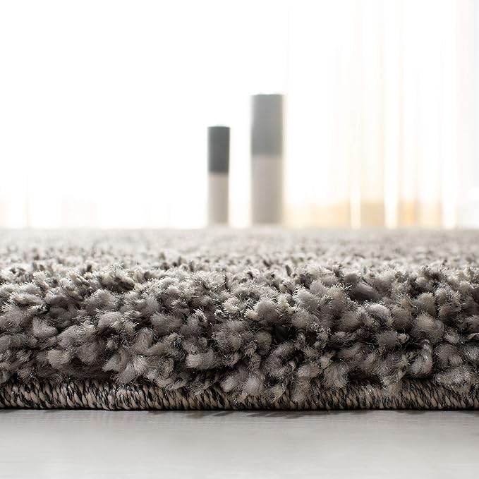 SAFAVIEH Santa Monica Shag Collection 2'3" x 7' Silver SGN725 Solid Non-Shedding Living Room Bedroom Dining Room Entryway Plush 2-inch Thick Runner Rug