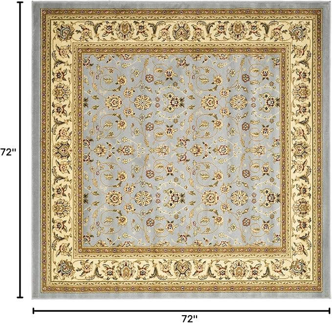 SAFAVIEH Lyndhurst Collection Area Rug - 6' Square, Light Blue & Ivory, Traditional Oriental Design, Non-Shedding & Easy Care, Ideal for High Traffic Areas in Living Room, Bedroom (LNH312B)