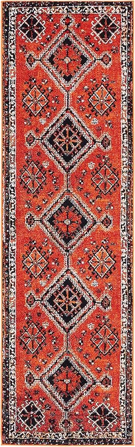 SAFAVIEH Vintage Hamadan Collection Runner Rug - 2'3" x 12', Orange & Red, Oriental Traditional Persian Design, Non-Shedding & Easy Care, Ideal for High Traffic Areas in Living Room, Bedroom (VTH293P)
