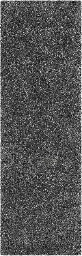 SAFAVIEH Santa Monica Shag Collection 2'3" x 7' Dark Grey SGN725 Solid Non-Shedding Living Room Bedroom Dining Room Entryway Plush 2-inch Thick Runner Rug
