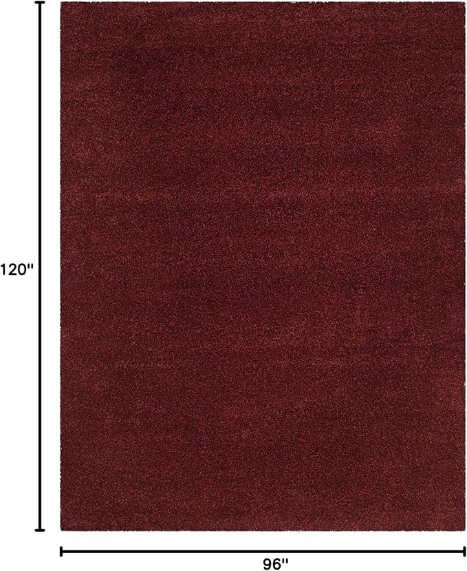 SAFAVIEH Santa Monica Shag Collection 8' x 10' Maroon SGN725 Solid Non-Shedding Living Room Bedroom Dining Room Entryway Plush 2-inch Thick Area Rug