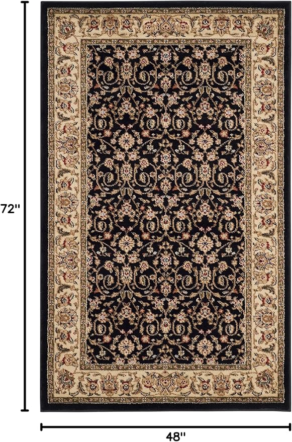 SAFAVIEH Lyndhurst Collection Accent Rug - 4' x 6', Black & Ivory, Traditional Oriental Design, Non-Shedding & Easy Care, Ideal for High Traffic Areas in Entryway, Living Room, Bedroom (LNH316B)