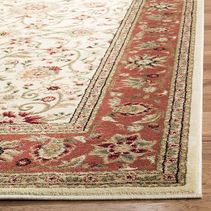 SAFAVIEH Lyndhurst Collection Area Rug - 6' x 9', Ivory & Rust, Traditional Oriental Design, Non-Shedding & Easy Care, Ideal for High Traffic Areas in Living Room, Bedroom (LNH212R)
