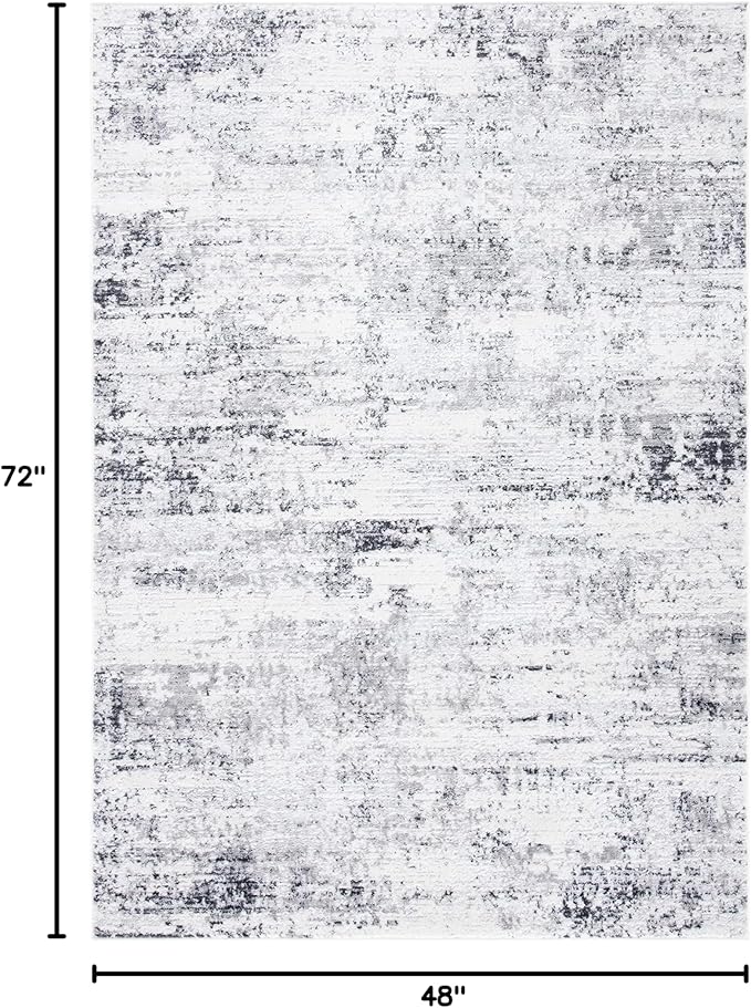 SAFAVIEH Amelia Collection Accent Rug - 4' x 6', Ivory & Grey, Modern Abstract Design, Non-Shedding & Easy Care, Ideal for High Traffic Areas in Entryway, Living Room, Bedroom (ALA700C)