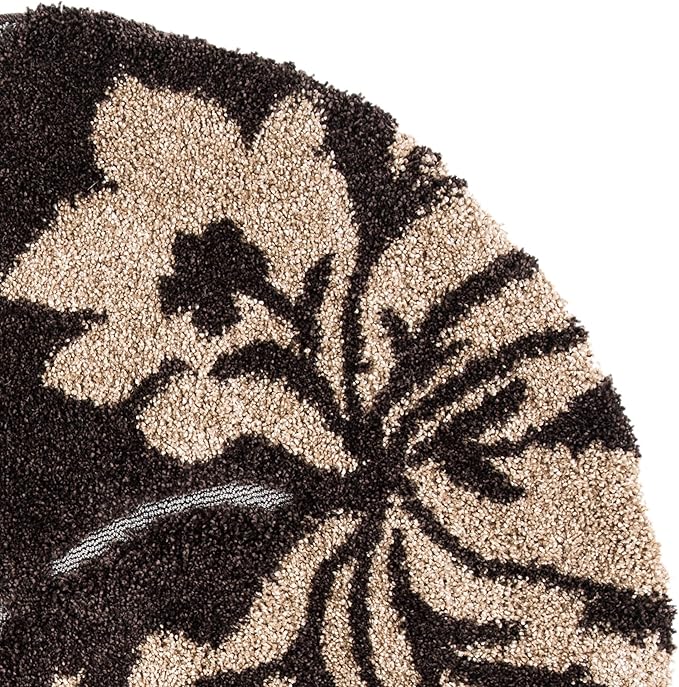 SAFAVIEH Florida Shag Collection 4' Round Dark Brown / Smoke SG458 Floral Non-Shedding Living Room Bedroom Dining Room Entryway Plush 1.2-inch Thick Area Rug