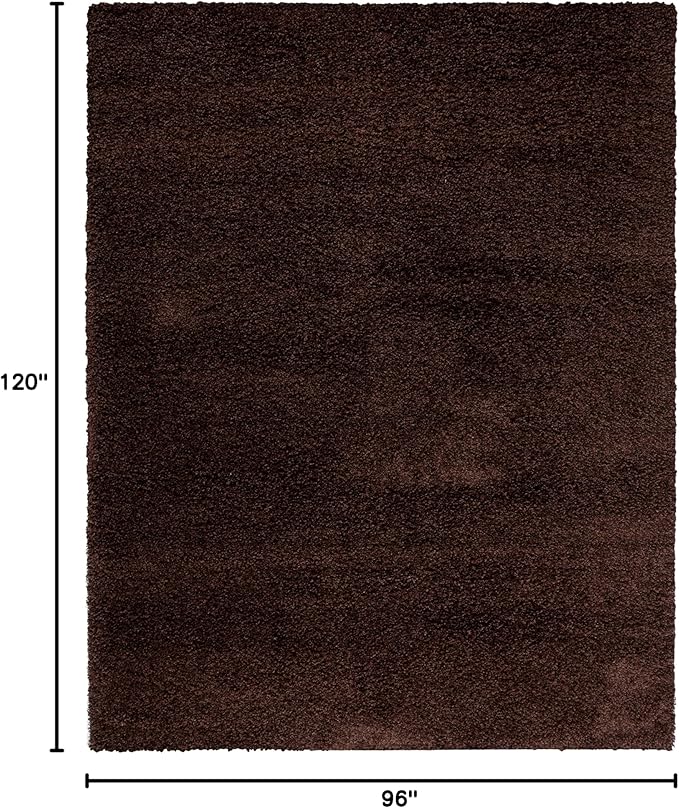 SAFAVIEH Santa Monica Shag Collection 8' x 10' Brown SGN725 Solid Non-Shedding Living Room Bedroom Dining Room Entryway Plush 2-inch Thick Area Rug