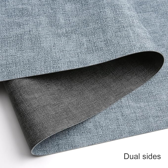 Table Runners 94 Inches Long, Dual-Sided Faux Leather Farmhouse Table Runner Waterproof Heatproof Non-Slip for Living Room Party Home Decor Holiday Decorations(Gray Light Blue, 15 x94 Inch)