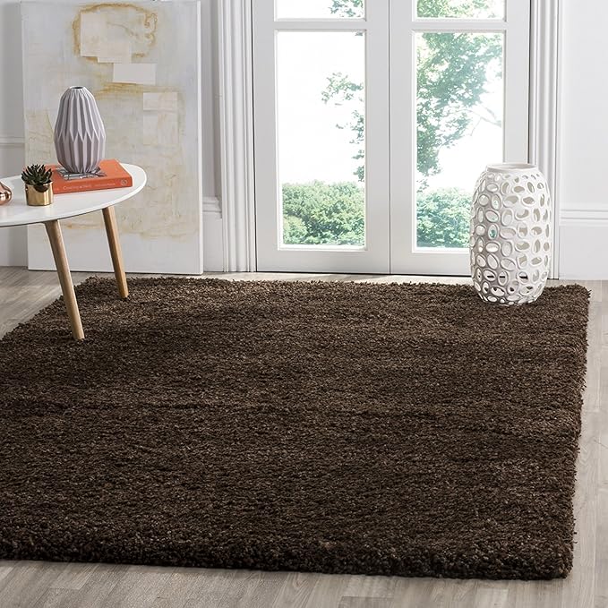 SAFAVIEH Santa Monica Shag Collection 3' x 5' Brown SGN725 Solid Non-Shedding Living Room Bedroom Dining Room Entryway Plush 2-inch Thick Area Rug