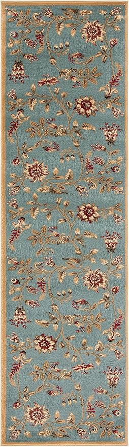 SAFAVIEH Lyndhurst Collection Runner Rug - 2'3" x 12', Blue & Multi, Traditional Floral Design, Non-Shedding & Easy Care, Ideal for High Traffic Areas in Living Room, Bedroom (LNH552-6591)