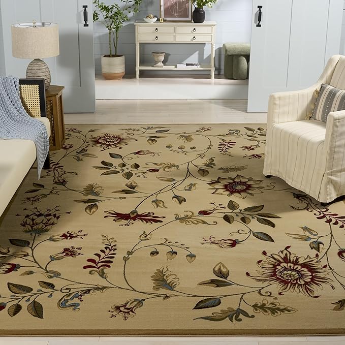 SAFAVIEH Lyndhurst Collection Area Rug - 10'6" x 14', Ivory & Multi, Non Shedding & Easy Care, Ideal for Living Room, Bedroom, Home Office, Dining Space (LNH552-1291-10)