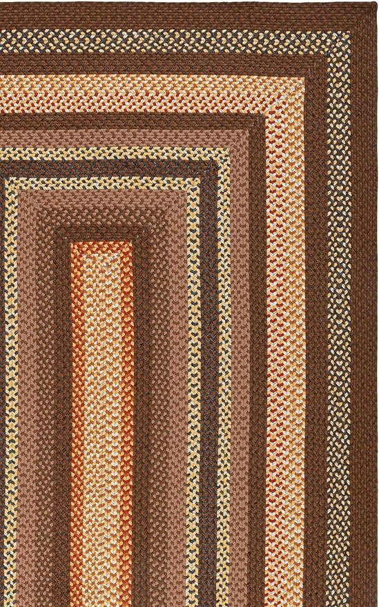 SAFAVIEH Washable Rug Outdoor Braided Collection - 5' Square, Brown & Light Brown, Handmade & Reversible, Non-Shedding & Easy to Clean, Ideal for Patio, Backyard, Mudroom (BRD313T)