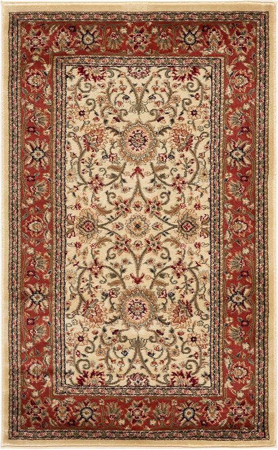 SAFAVIEH Lyndhurst Collection Accent Rug - 3'3" x 5'3", Ivory & Rust, Traditional Oriental Design, Non-Shedding & Easy Care, Ideal for High Traffic Areas in Entryway, Living Room, Bedroom (LNH212R)