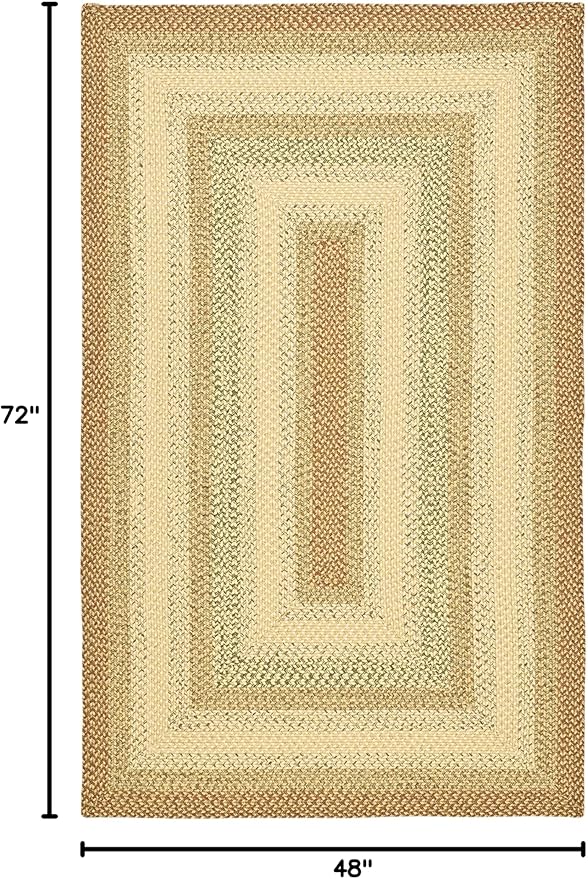 SAFAVIEH Washable Rug Outdoor Braided Collection - 4' x 6', Rust & Multi, Handmade & Reversible, Non-Shedding & Easy to Clean, Ideal for Patio, Backyard, Mudroom (BRD303A)