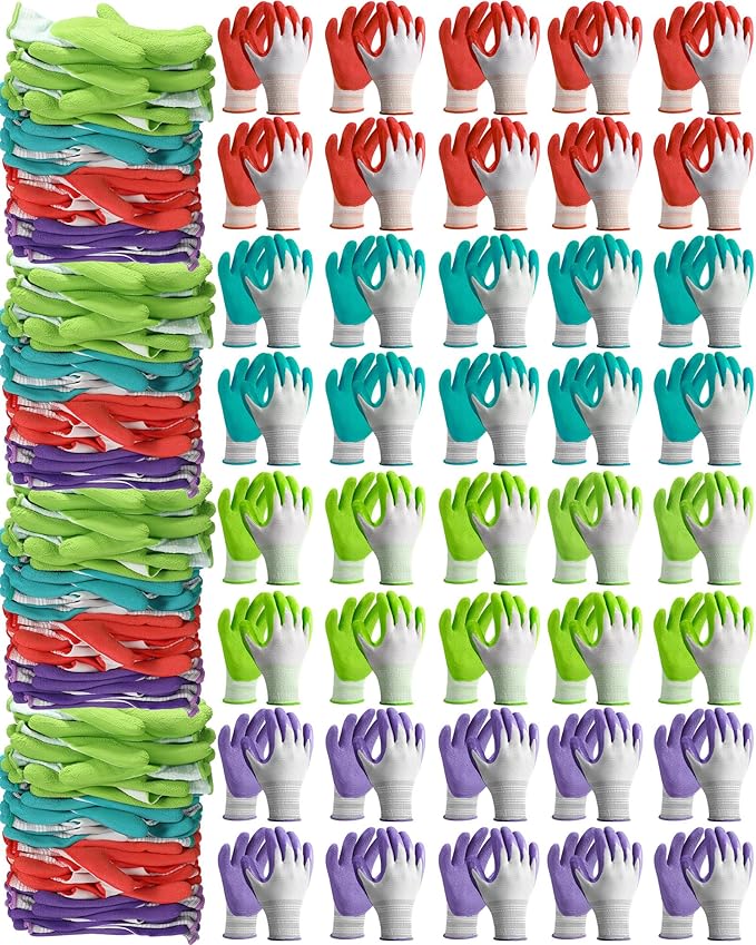 24 Pairs Gardening Gloves Bulk for Women Ladies Breathable Rubber Coated Garden Glove for Yard Outdoor Work with Grip
