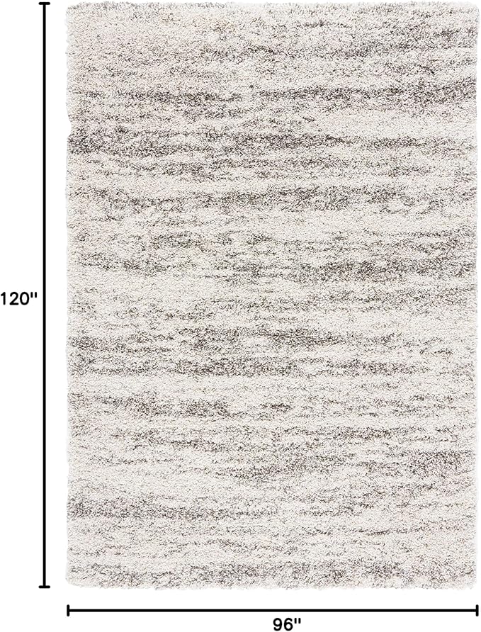 SAFAVIEH Area Rug 8x10 - Hudson Shag Collection - Large - Ivory & Grey, Non-Shedding & Easy Cleaning, Ultra Plush Thick Pile, Ideal for Living Room, Bedroom, Dining Space (SGH206A)