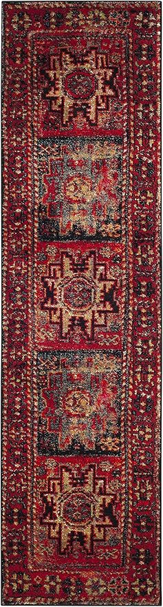SAFAVIEH Vintage Hamadan Collection Runner Rug - 2'3" x 8', Red & Multi, Oriental Traditional Persian Design, Non-Shedding & Easy Care, Ideal for High Traffic Areas in Living Room, Bedroom (VTH213A)