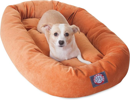 Majestic Pet Villa 32 Inch Shredded Memory Foam Dog Bed for Medium Sized Dog 32x23x7 Inch–Orthopedic Pet Bed - Washable Medium Puppy Mat with Head Support-Orange
