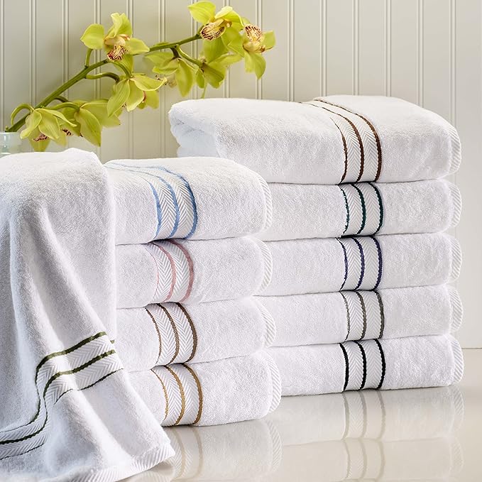 Superior Hotel Turkish Cotton 2 Piece Bath Sheet Set, Extra Large Oversized Ultra Plush Heavyweight Spa Essentials, Thick Absorbent and Soft, Dobby Border, Includes 2 Bath Sheets, Latte