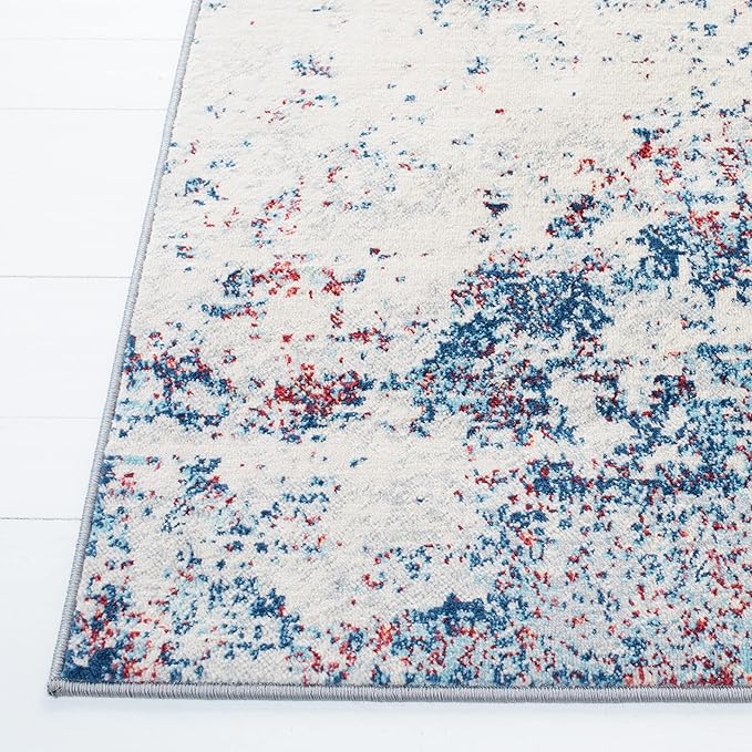 SAFAVIEH Brentwood Collection Runner Rug - 2' x 12', Navy & Red, Modern Abstract Design, Non-Shedding & Easy Care, Ideal for High Traffic Areas in Living Room, Bedroom (BNT822N)