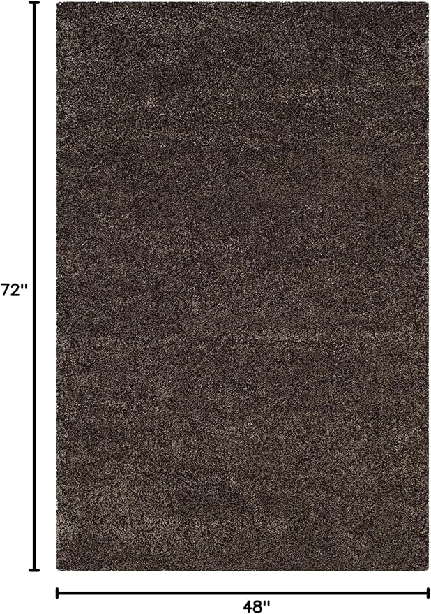 SAFAVIEH Santa Monica Shag Collection 4' x 6' Mushroom SGN725 Solid Non-Shedding Living Room Bedroom Dining Room Entryway Plush 2-inch Thick Area Rug