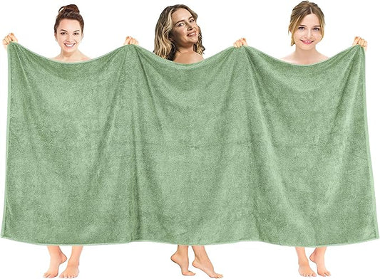 American Soft Linen 100% Cotton 600 GSM Turkish 40x80 Oversized Bath Towel Sheet, Extra Large Adult Towels for Bathroom, Sage Green