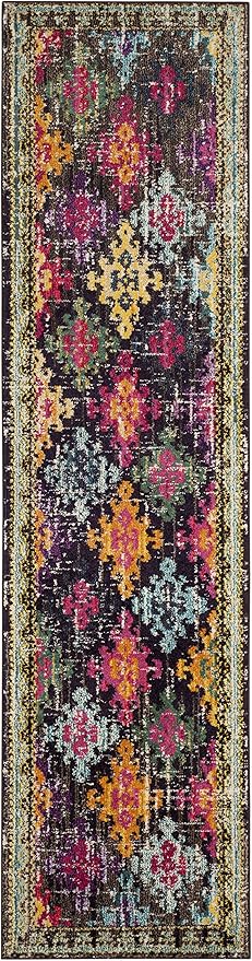 SAFAVIEH Monaco Collection Runner Rug - 2'2" x 8', Multi, Boho Diamond Trellis Design, Non-Shedding & Easy Care, Ideal for High Traffic Areas in Living Room, Bedroom (MNC244F)
