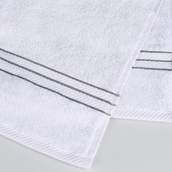 Superior Hotel Turkish Cotton 3 Piece Towel Set, Ultra Plush Spa Quality Heavyweight Essentials for Bathroom, Thick Absorbent and Soft, Dobby Border, Includes 1 Bath 1 Hand 1 Washcloth, Charcoal