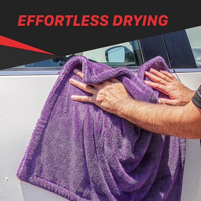 24" x 36" Universal Purple Duo Twisted Microfiber Towel (1200GSM) – Large, Plush, Rinse-Free Double-Sided Drying Towel – Super Absorbent Microfiber for Drying