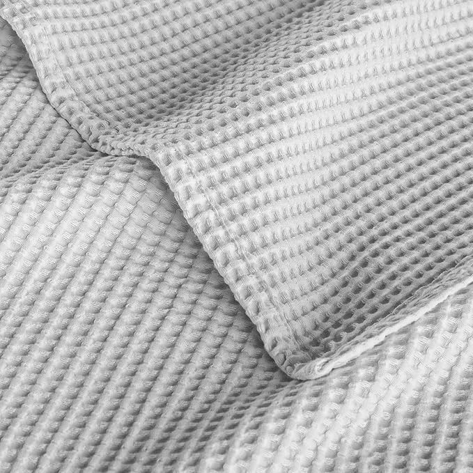 Exclusivo Mezcla 100% Cotton Waffle Weave Blanket Twin Size, Soft, Lightweight and Breathable Muslin Gauze Blanket for Dorm, Home Decor, All Season, 60"x80", Light Grey