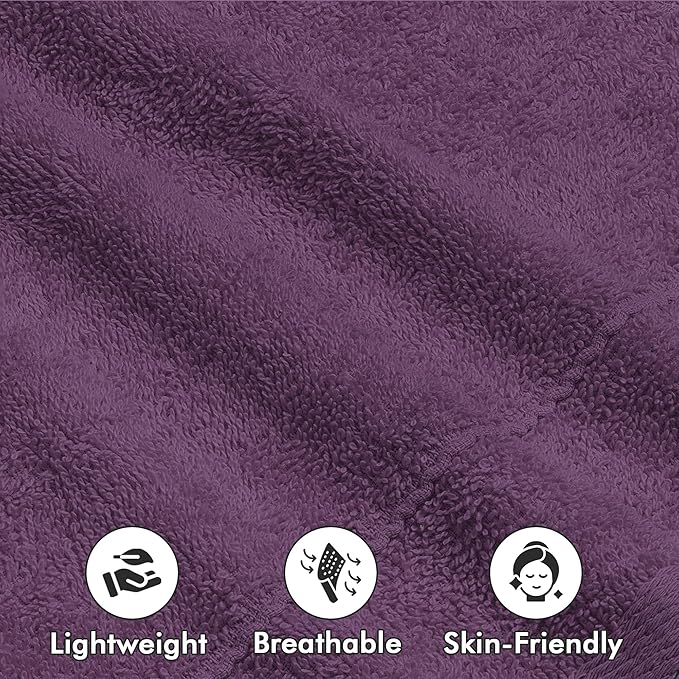 Face Towels Pack of 12 – 100% Cotton Wash Cloths (12x12 inch) – Soft, Quick Dry & Highly Absorbent Hand Towels for Bathroom, Spa, Gym, Kitchen and for Daily Use - (Dark Purple)