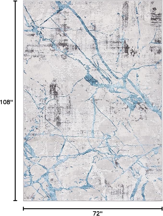 SAFAVIEH Amelia Collection Area Rug - 6' x 9', Grey & Blue, Modern Abstract Design, Non-Shedding & Easy Care, Ideal for High Traffic Areas in Living Room, Bedroom (ALA293F)