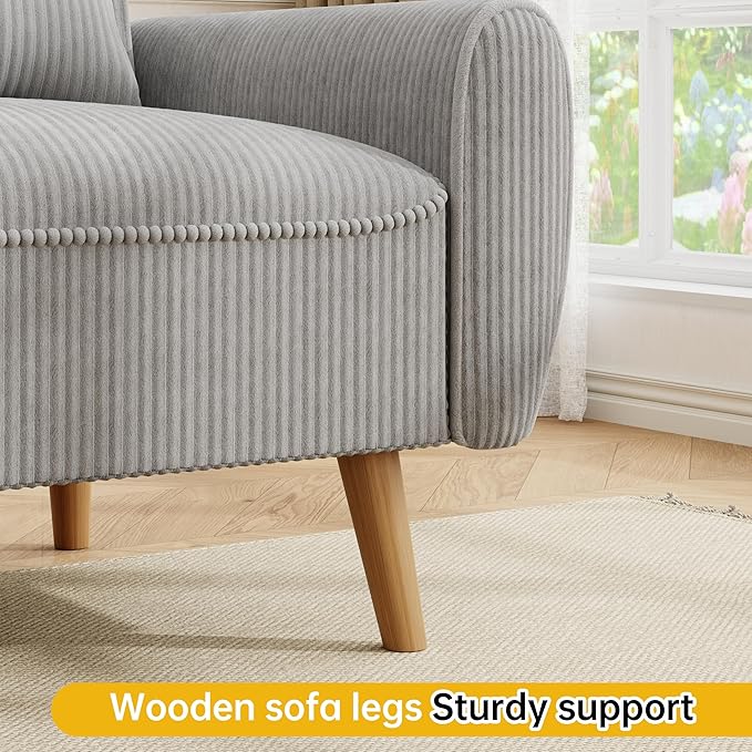 JAMFLY 47'' Small Loveseat Sofa, 2 Seat Compact Couch with Tapered Legs, Light Grey Upholstered Furniture, Solid Wood Frame, Comfy Foam Cushion, Easy Assembly for Small Spaces