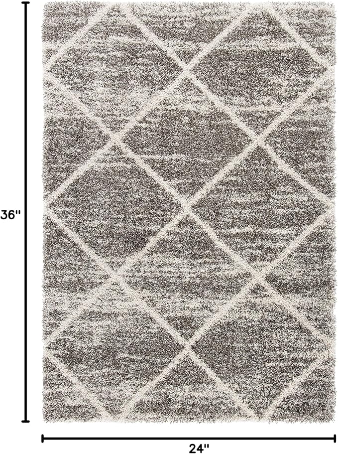 SAFAVIEH Hudson Shag Collection Accent Rug - 2' x 3', Distressed Grey & Ivory, Non-Shedding & Easy Care, 2-inch Thick Ideal for High Traffic Areas in Entryway, Living Room, Bedroom (SGH281K)