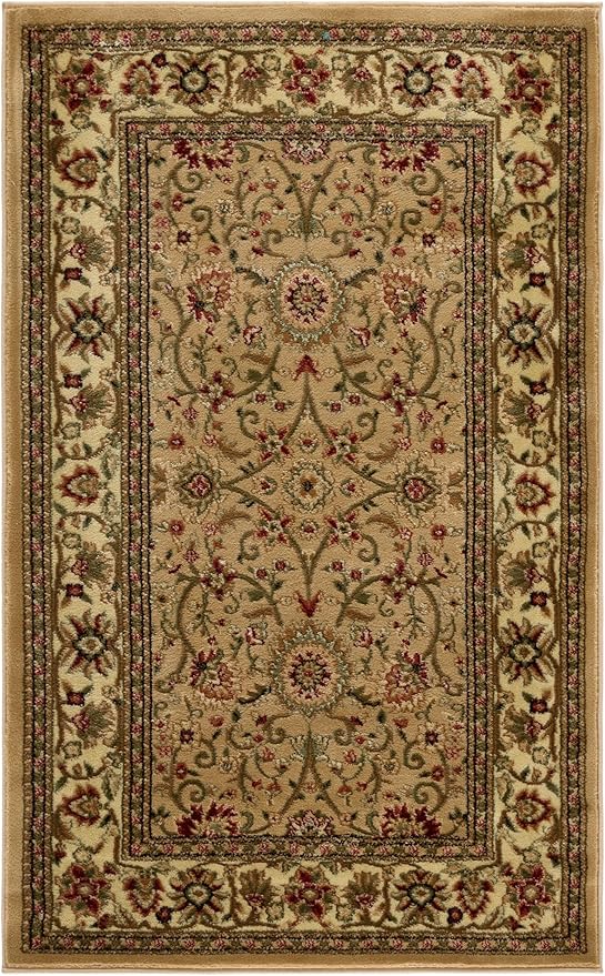 SAFAVIEH Lyndhurst Collection Accent Rug - 3'3" x 5'3", Beige & Ivory, Traditional Oriental Design, Non-Shedding & Easy Care, Ideal for High Traffic Areas in Entryway, Living Room, Bedroom (LNH212D)