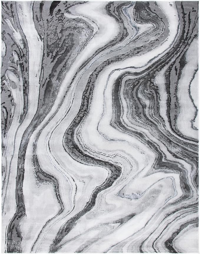 SAFAVIEH Craft Collection Area Rug - 8' x 10', Grey & Silver, Modern Abstract Design, Non-Shedding & Easy Care, Ideal for High Traffic Areas in Living Room, Bedroom (CFT819G)