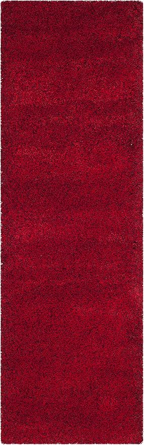SAFAVIEH Santa Monica Shag Collection Runner - 2'3" x 9', Red, Solid Design, Non-Shedding & Easy Care, 2-inch Thick, Ideal for The Living Room, Dining, Bedroom (SGN725)